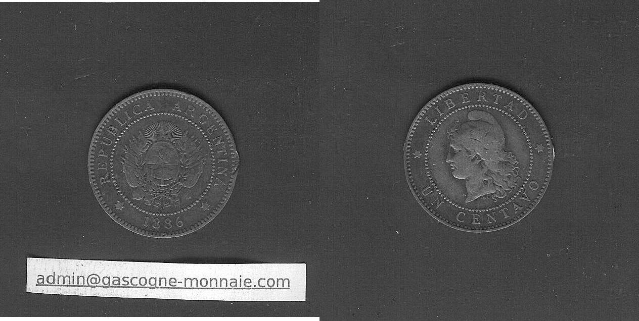 Argentina centavo 1886 gF/VF+